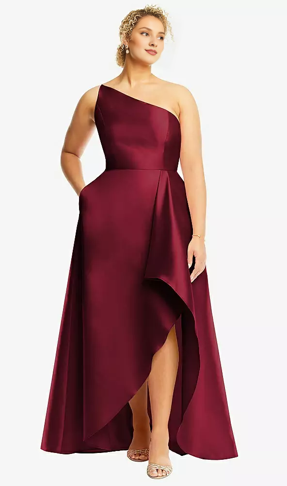 One-Shoulder Satin High Slit Prom Dress - Chloe Dress