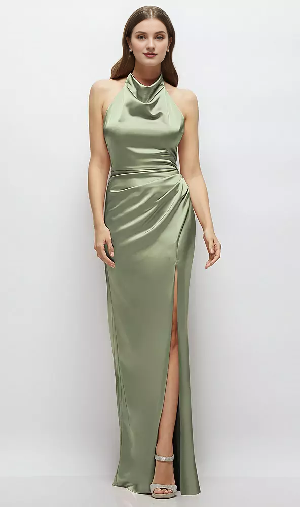 Cowl Neck Satin Backless Floor-Length Wedding Dress - Chloe Dress