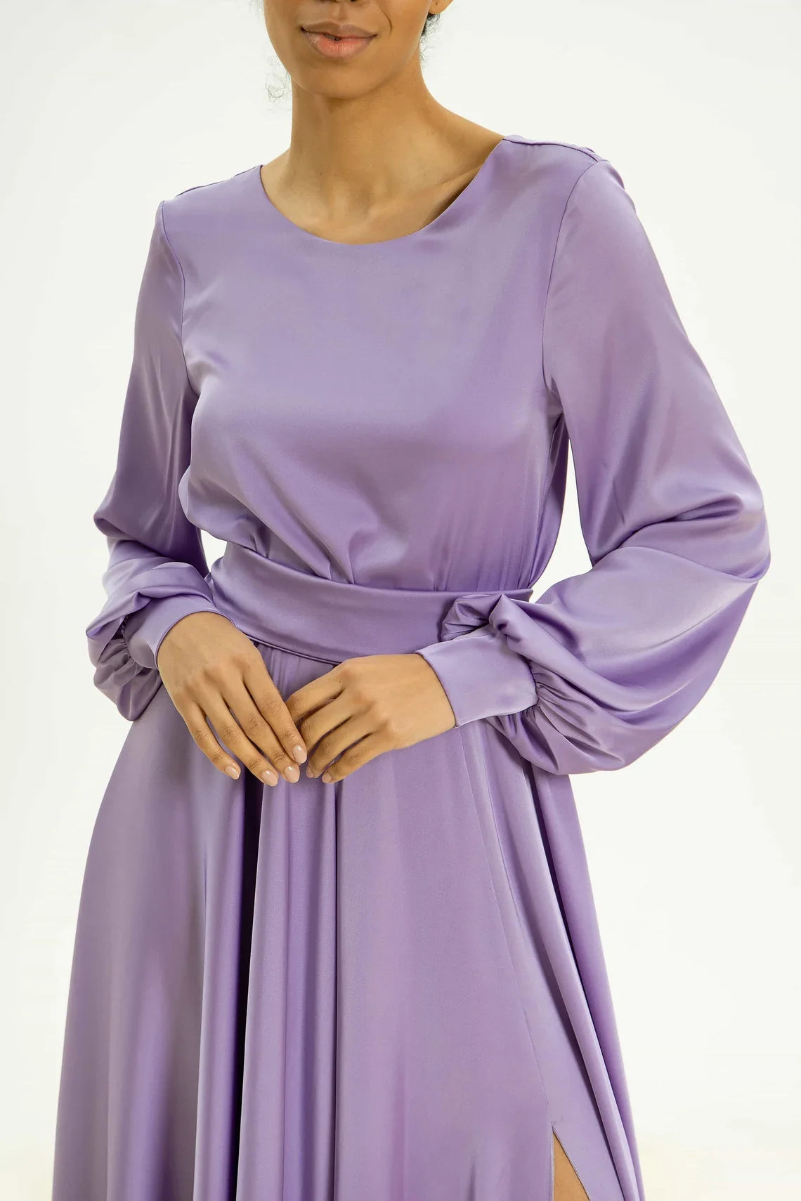 Satin Long Sleeve Floor-Length Prom Dress - Chloe Dress