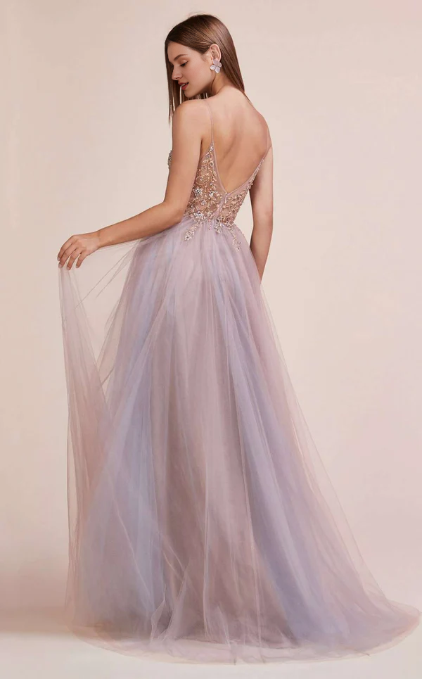 A-Line V-Neck Chiffon Embroidered Prom Dress - Chloe Dress