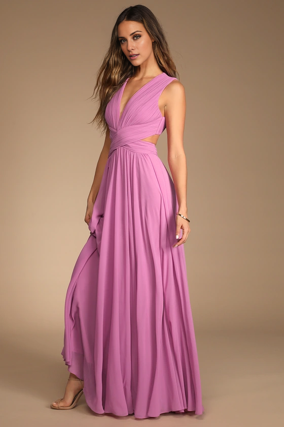 A-Line V-Neck Sleeveless Pleated Floor-Length Evening Dress - Chloe Dress