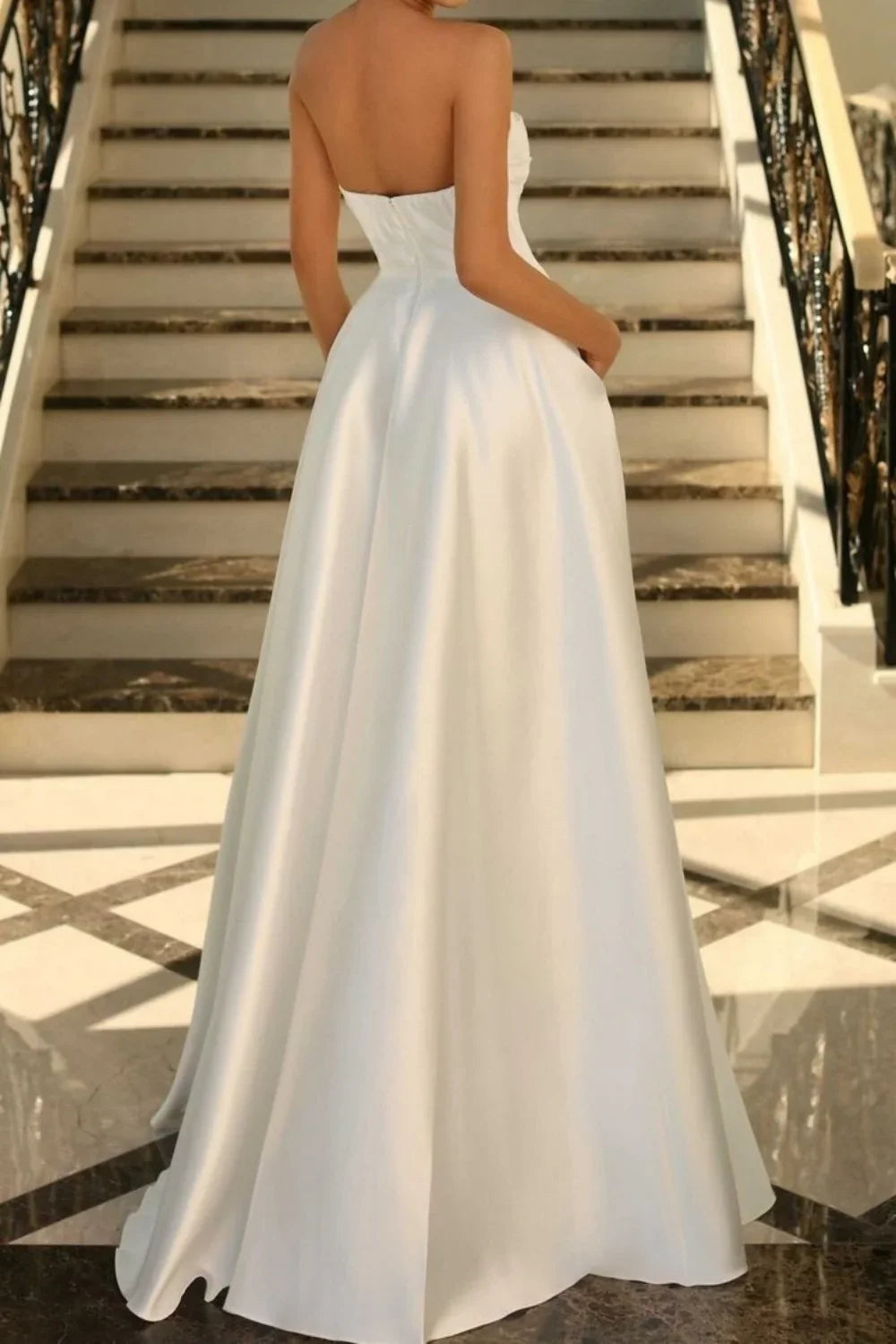 Sage Green A-Line Off-Shoulder Satin High Slit Prom Dress - Chloe Dress