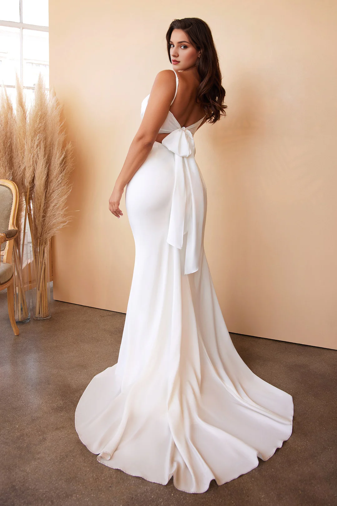 White Satin Wedding Dress - Chloe Dress