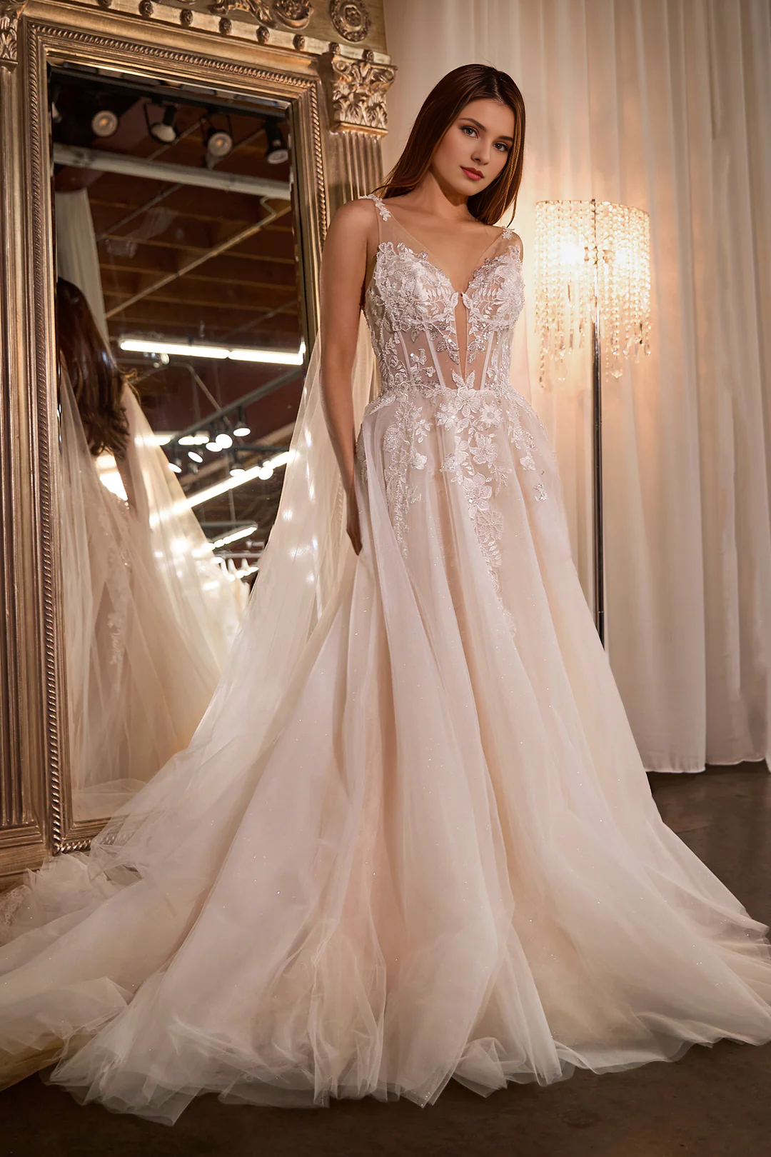 Lace Long Sleeve Applique Wedding Dress - Chloe Dress