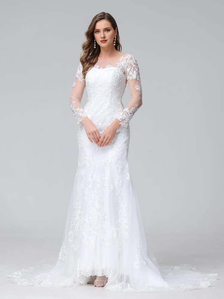 Mermaid Sweetheart Lace Long Sleeve Wedding Dress - Chloe Dress
