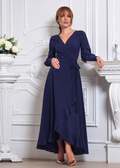 V-Neck Long Sleeve High Slit Floor-Length Prom Dress - Chloe Dress