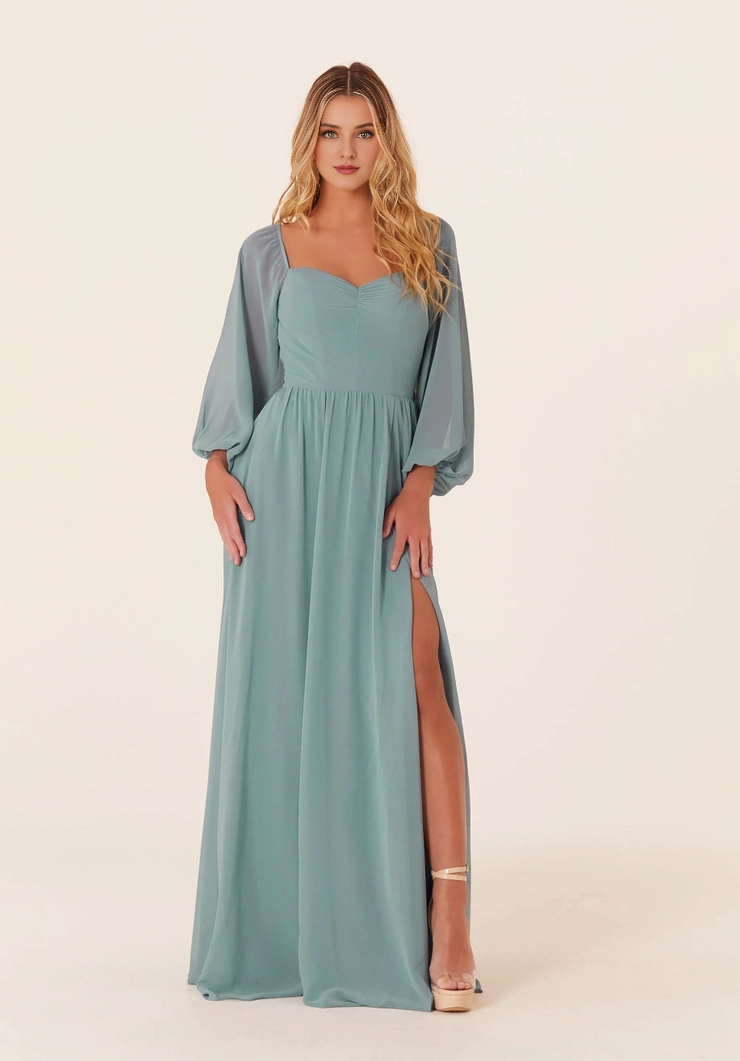Bishop Sleeve High Slit Wedding Dress - Chloe Dress