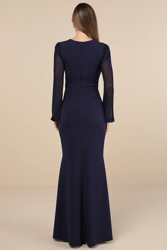 Sweetheart Long Sleeve High Slit Floor-Length Evening Dress - Chloe Dress