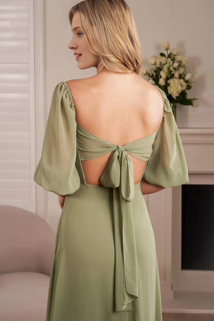 A-Line Square Neck Chiffon Wedding Dress - Chloe Dress