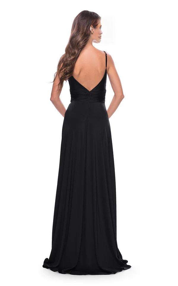A-Line V-Neck High Slit Floor-Length Evening Dress - Chloe Dress