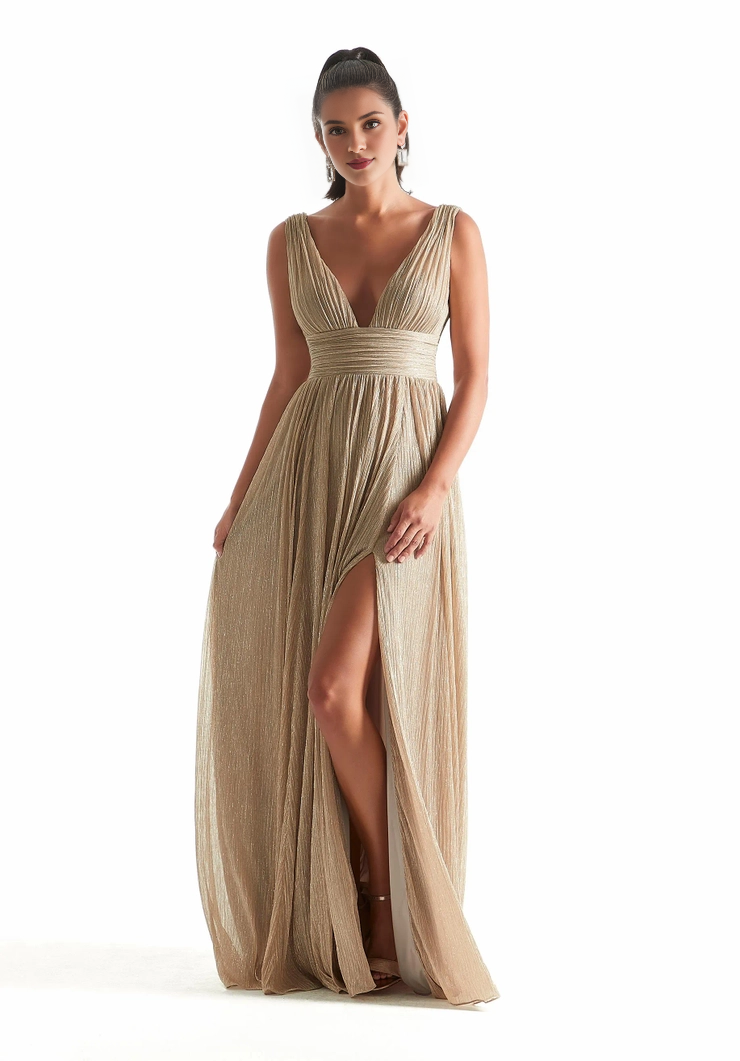 A-Line V-Neck High Slit Wedding Dress - Chloe Dress