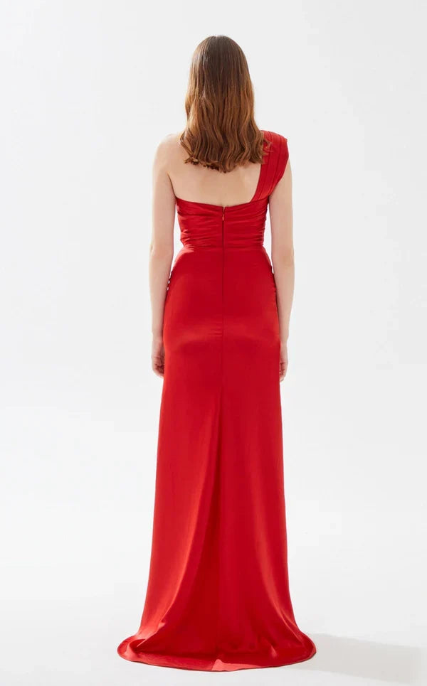 A-Line Lace-Up Back Asymmetric Floor-Length Evening Dress - Chloe Dress