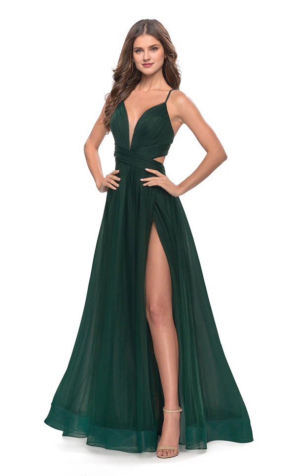 A-Line V-Neck Sleeveless High Slit Floor-Length Evening Dress - Chloe Dress