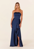 Off-Shoulder Satin High Slit Wedding Dress - Chloe Dress