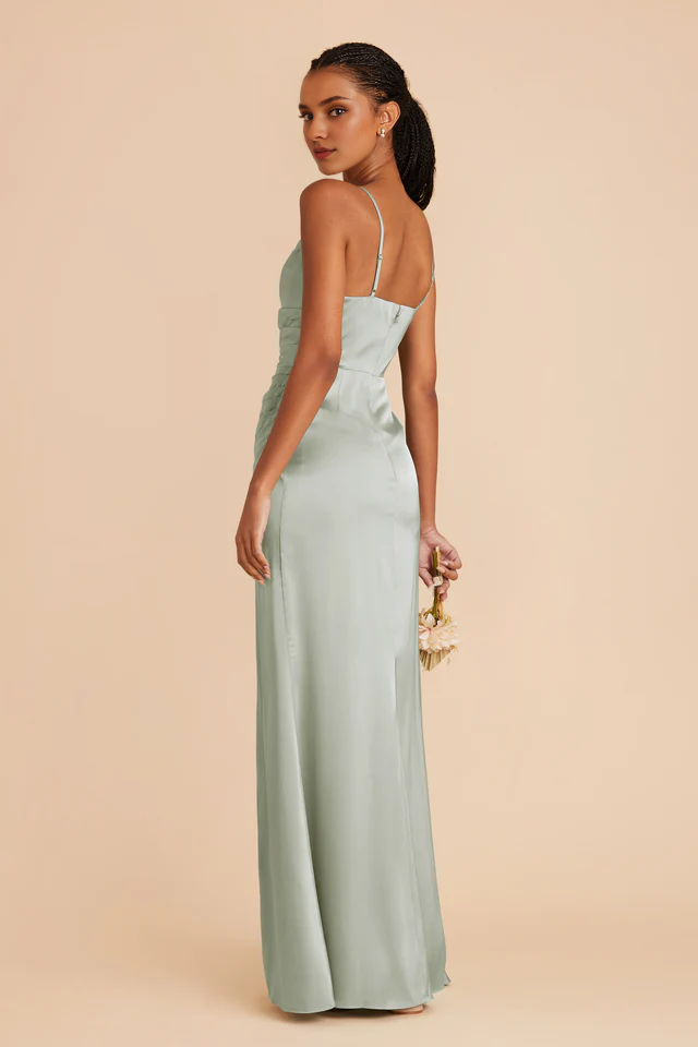 Square Neck Satin Sleeveless Wedding Dress - Chloe Dress