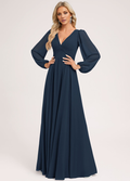 A-Line V-Neck Chiffon Floor-Length Wedding Dress - Chloe Dress