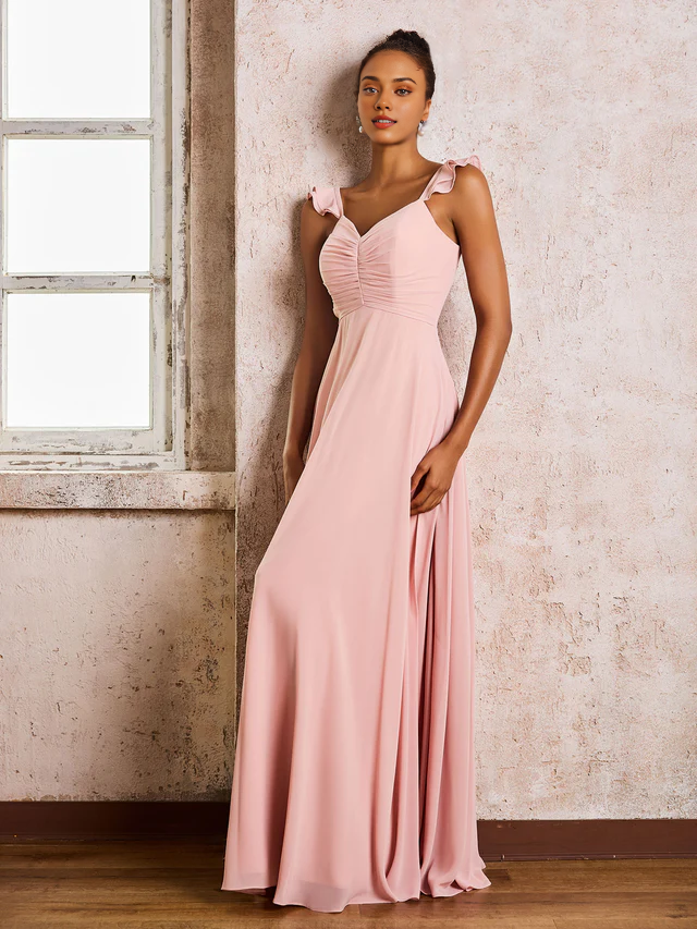 A-Line Sweetheart Chiffon Floor-Length Wedding Dress - Chloe Dress