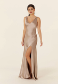 V-Neck Satin Sleeveless Lace-Up Back Wedding Dress - Chloe Dress