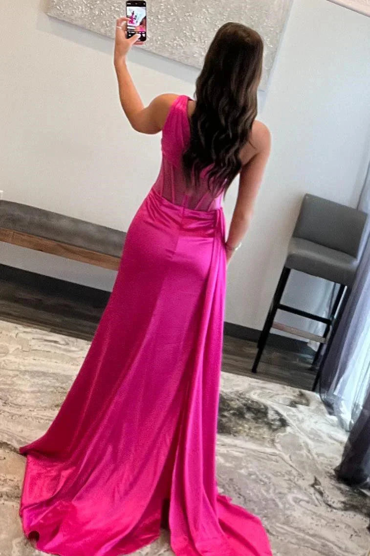 Hot Pink Mermaid One-Shoulder Prom Dress - Chloe Dress