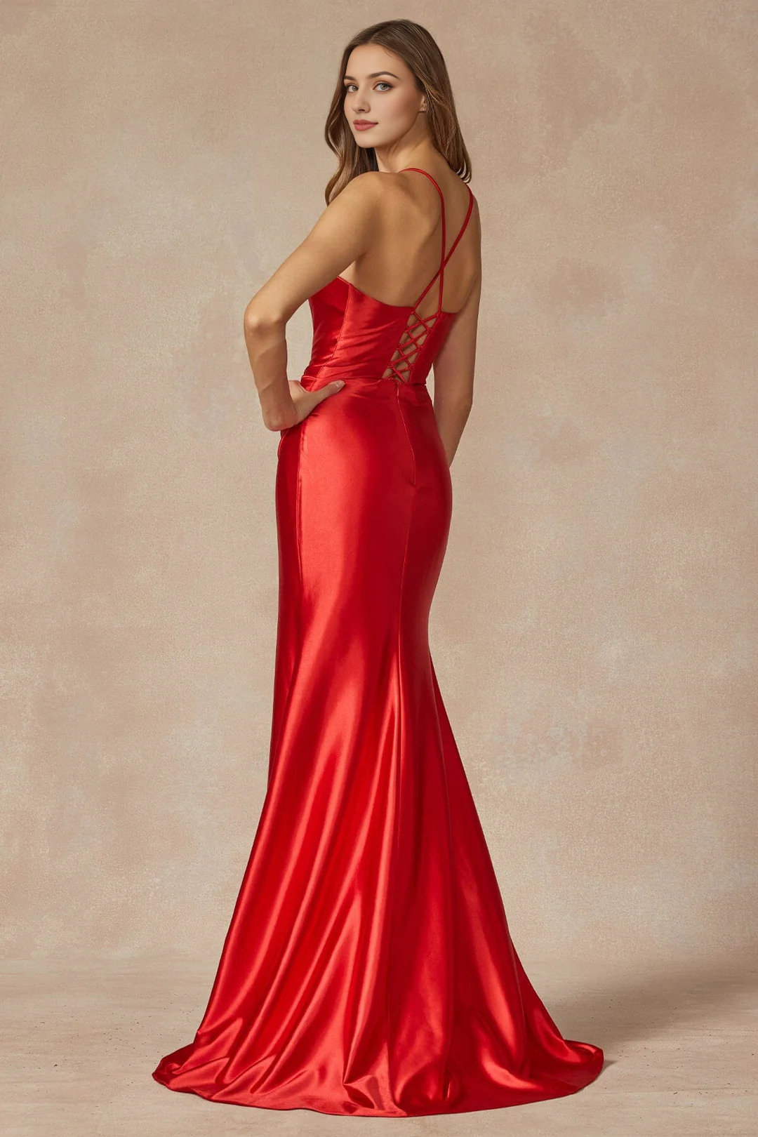 V-Neck Long Sleeve High Slit Dress - Chloe Dress