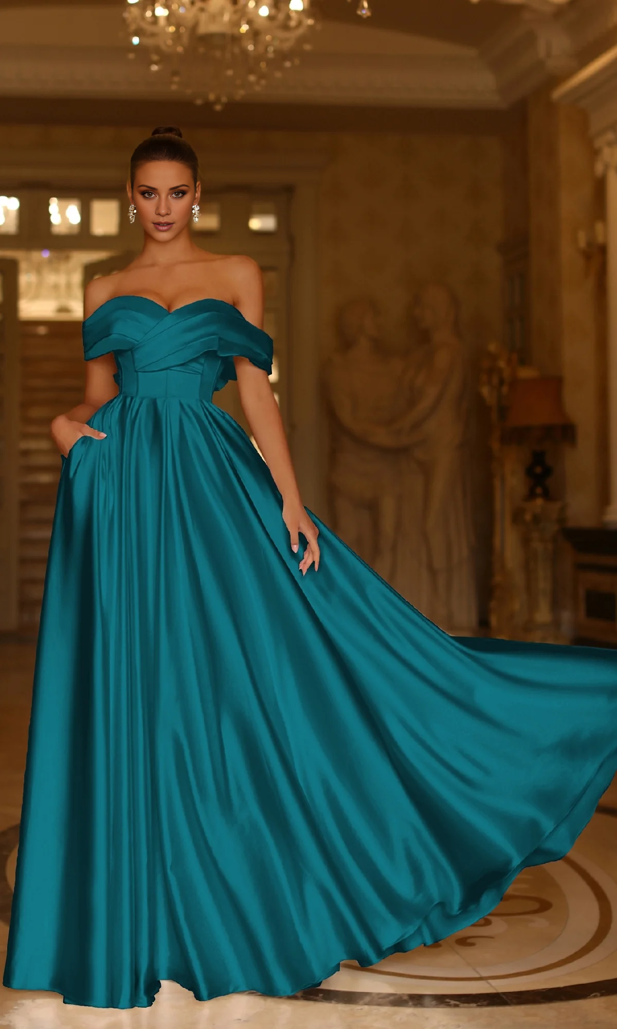 A-Line Off-Shoulder Backless Pleated Floor-Length Evening Dress - Chloe Dress