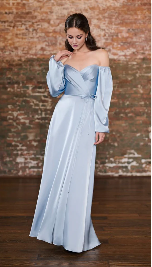 Off-Shoulder Long Sleeve Backless High Slit Floor-Length Prom Dress - Chloe Dress