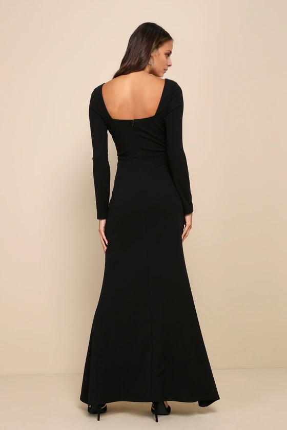 Off-Shoulder Long Sleeve Backless High Slit Floor-Length Evening Dress - Chloe Dress