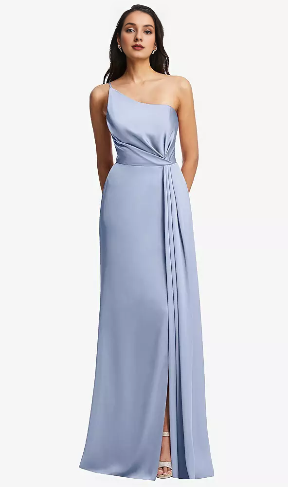 One-Shoulder Satin Pleated Prom Dress - Chloe Dress