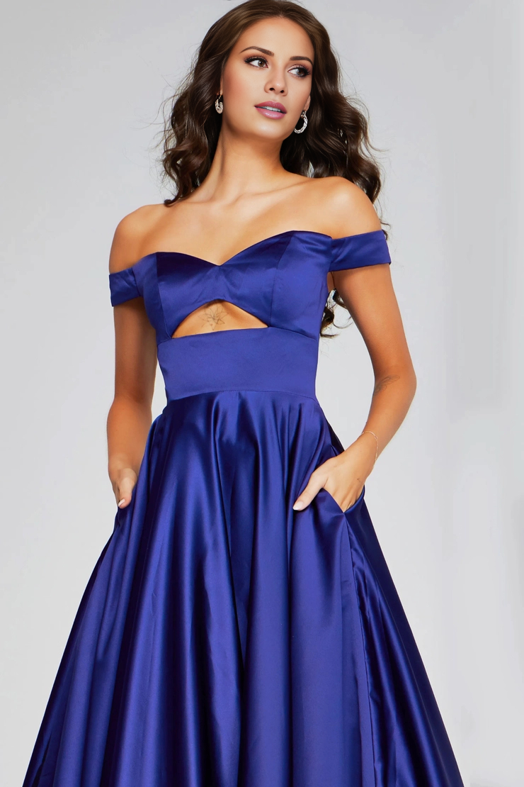 A-Line Off-Shoulder Satin Floor-Length Evening Gown - Chloe Dress