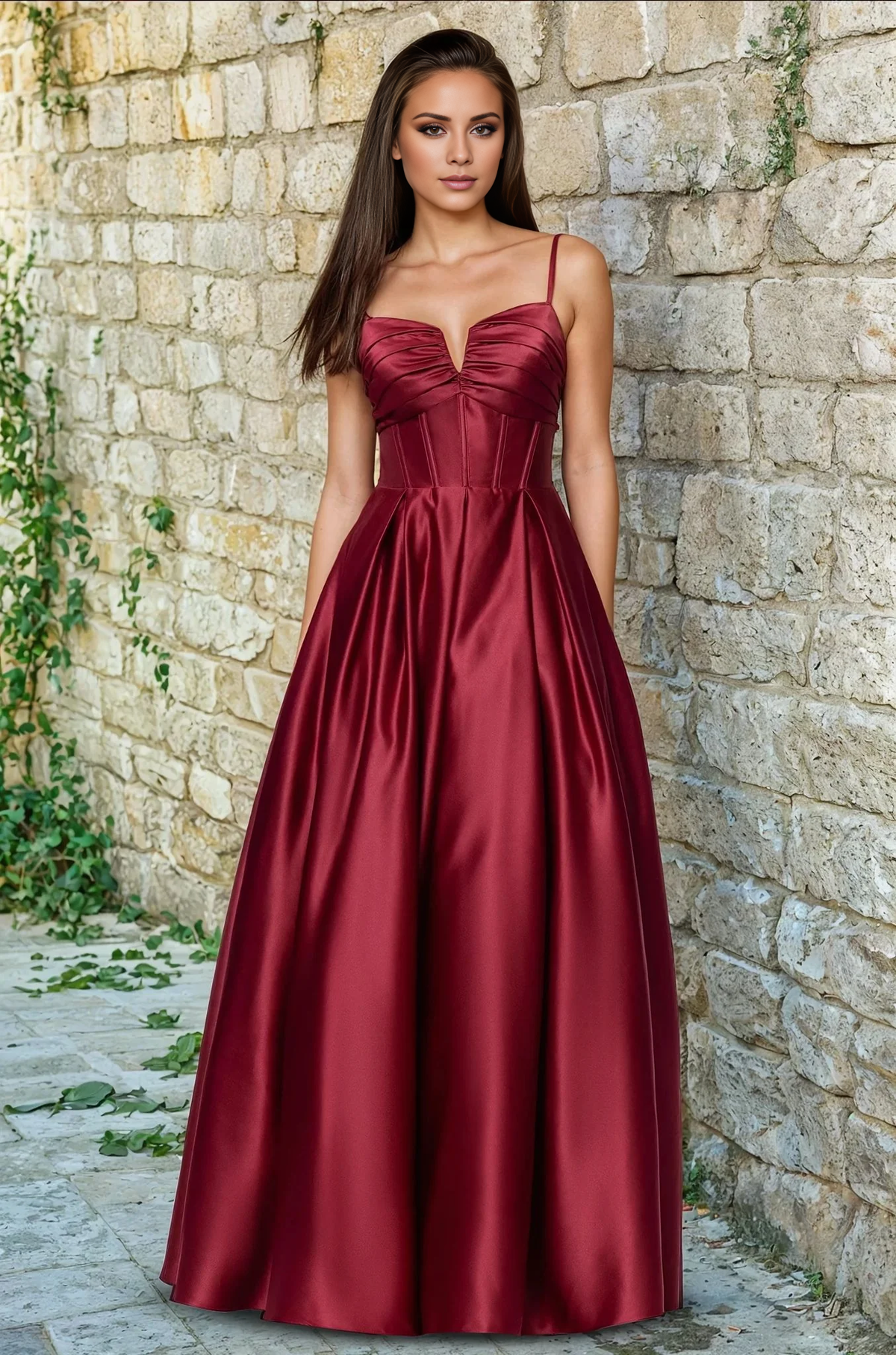A-Line V-Neck Backless Floor-Length Evening Dress - Chloe Dress