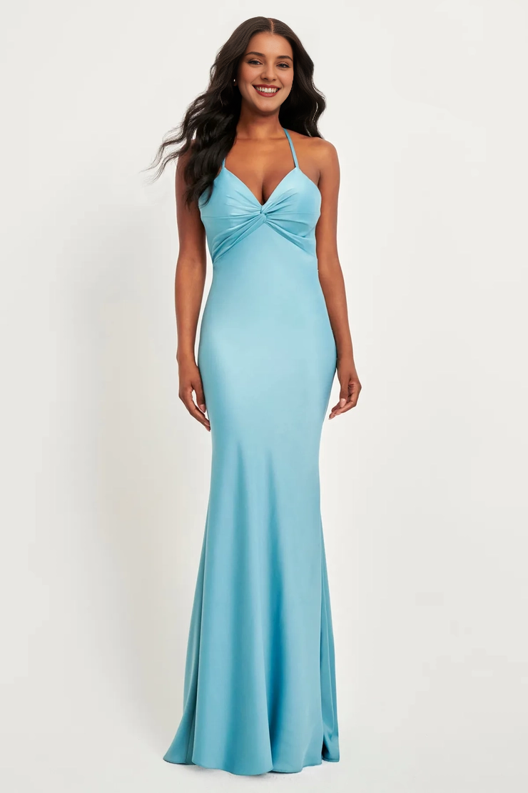 V-Neck Satin Backless Floor-Length Dress - Chloe Dress