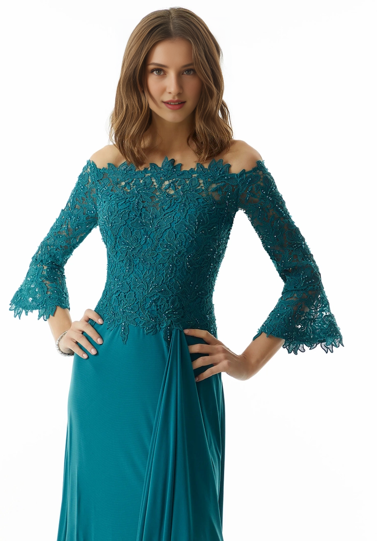 A-Line Lace Lace-Up Back High Slit Evening Dress - Chloe Dress