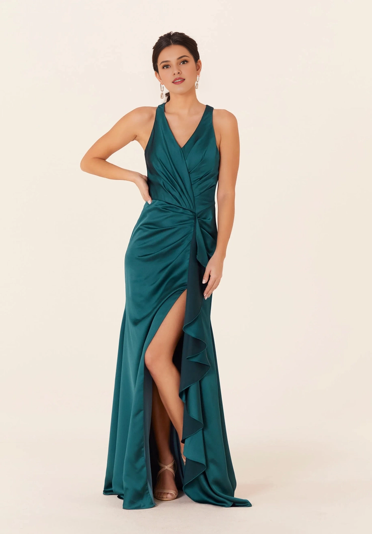 A-Line V-Neck Satin Zipper Back Wedding Dress - Chloe Dress