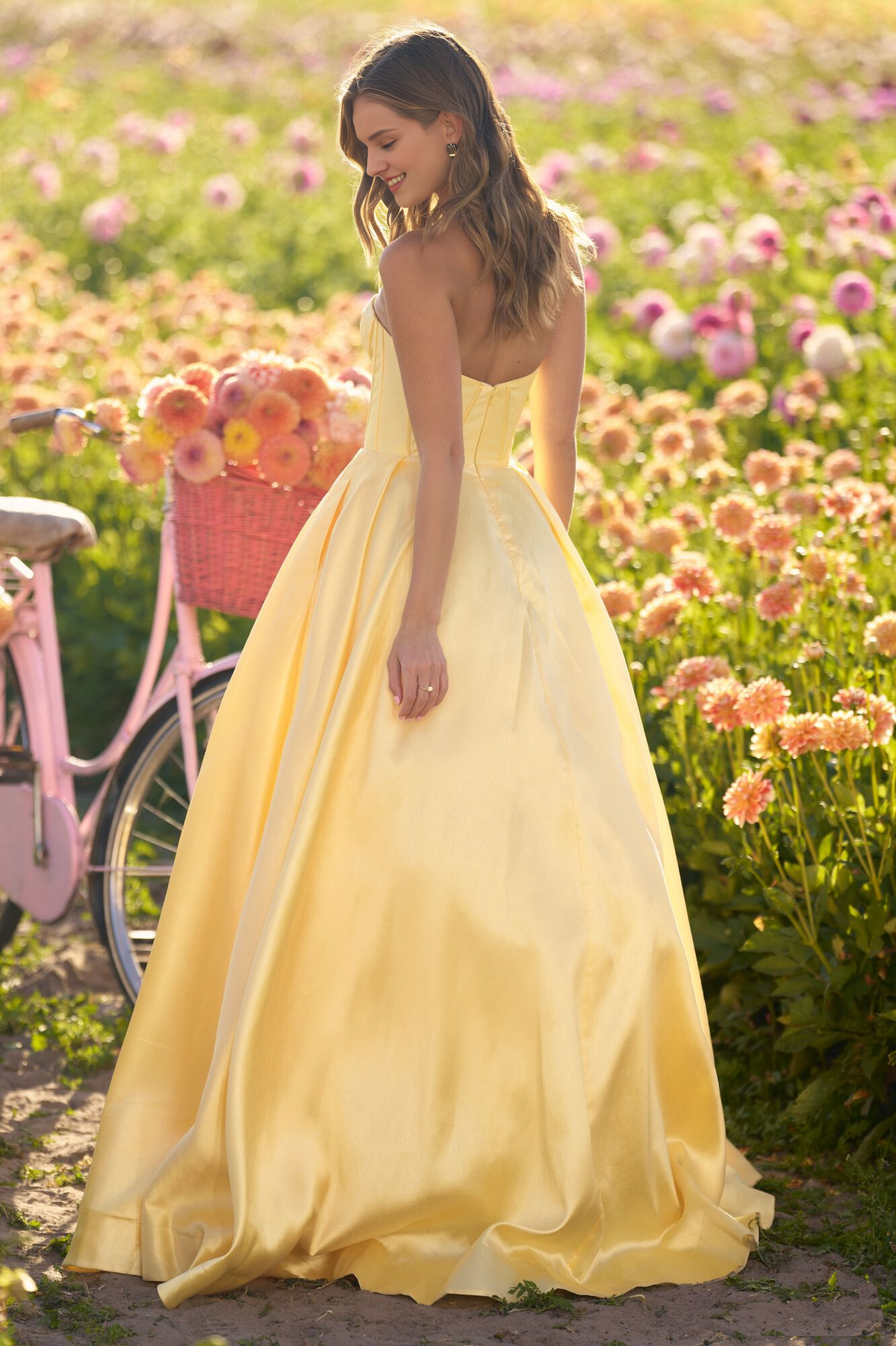 Strapless Lace-Up Back Floor-Length Prom Dress - Chloe Dress