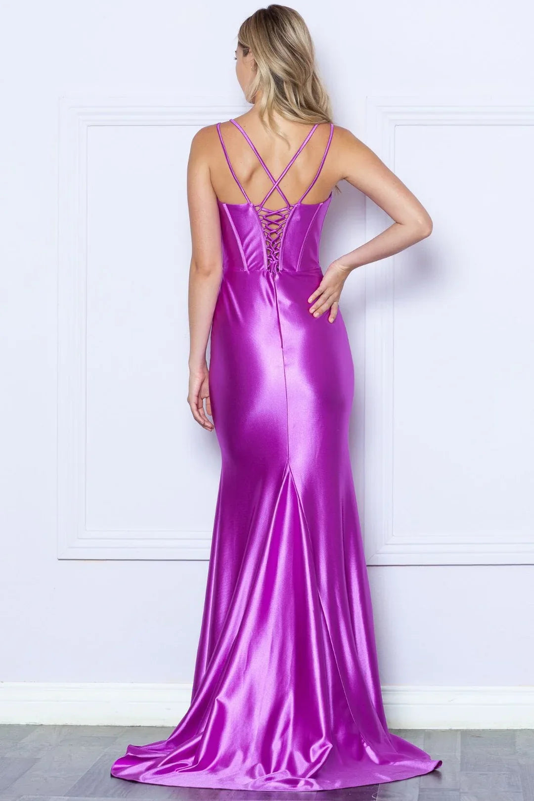 Mermaid Long Sleeve Lace-Up Back Pleated Dress - Chloe Dress