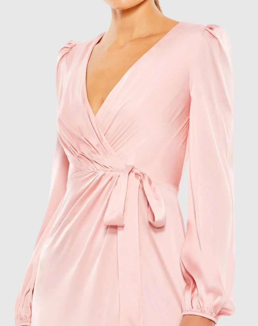 V-Neck Long Sleeve Asymmetric Floor-Length Evening Dress - Chloe Dress