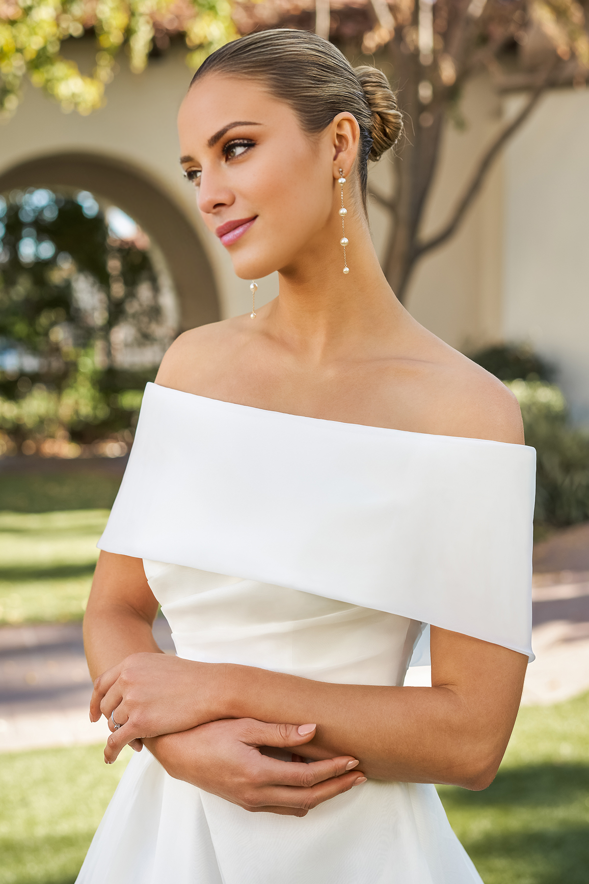 A-Line Off-Shoulder High Slit Floor-Length Wedding Dress - Chloe Dress