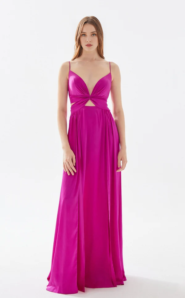 A-Line V-Neck Floor-Length Evening Dress - Chloe Dress
