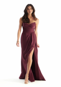 A-Line V-Neck Lace-Up Back Pleated Floor-Length Dress - Chloe Dress