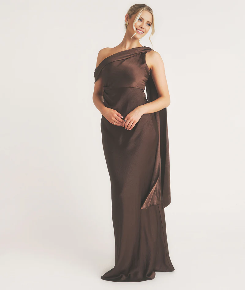 One-Shoulder Satin Sleeveless Floor-Length Prom Dress - Chloe Dress
