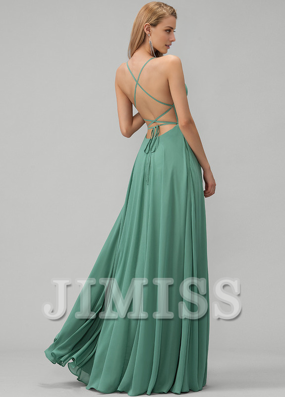 A-Line Square Neck Chiffon Floor-Length Wedding Dress - Chloe Dress