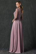 Chiffon Long Sleeve Embroidered Dress - Chloe Dress