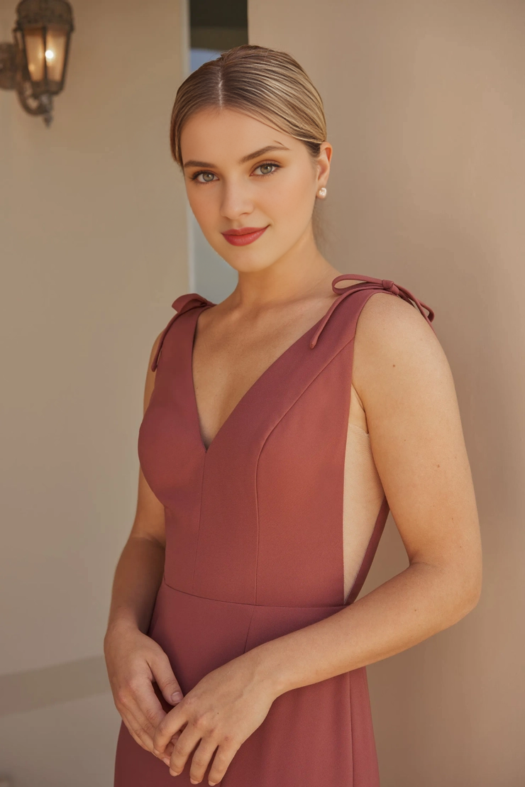 A-Line V-Neck Crepe Wedding Dress - Chloe Dress