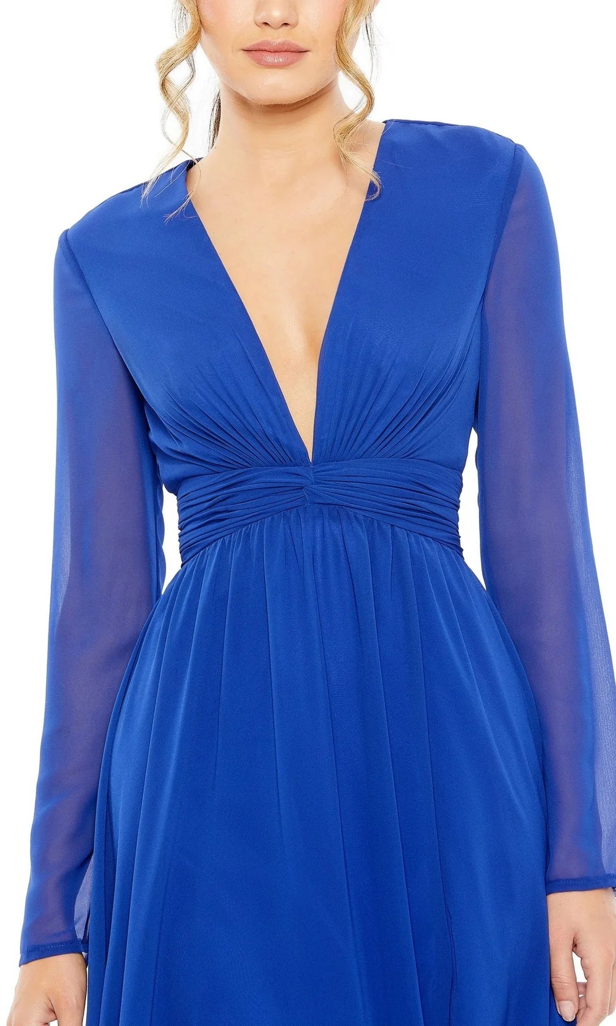 V-Neck Long Sleeve High Slit Floor-Length Evening Dress - Chloe Dress