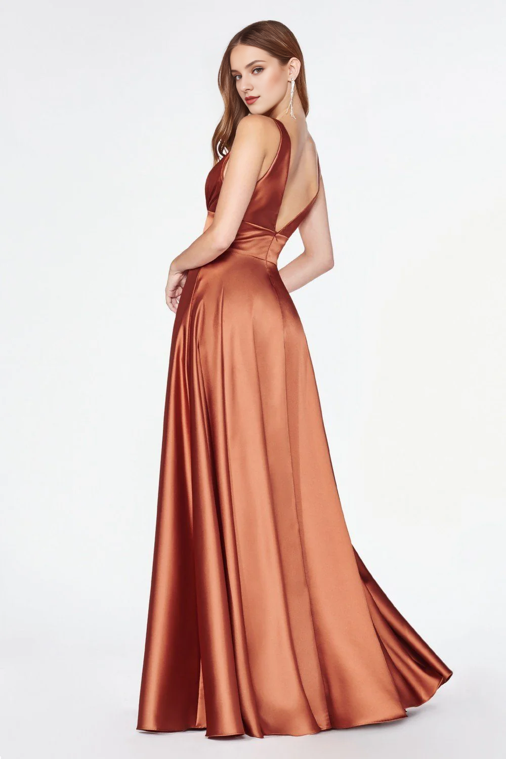 V-Neck Long Sleeve High Slit Dress - Chloe Dress