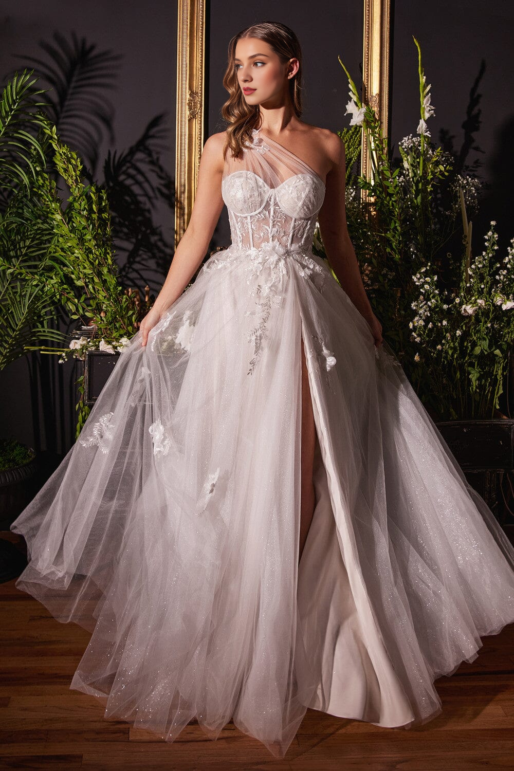 White One-Shoulder Wedding Dress - Chloe Dress