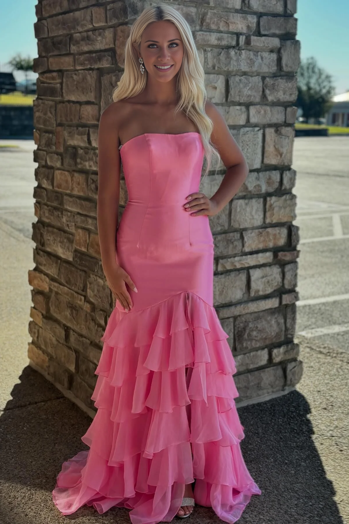 Blue Mermaid Off-Shoulder High Slit Dress - Chloe Dress