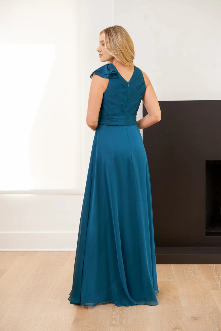 A-Line V-Neck Chiffon High Slit Evening Dress - Chloe Dress