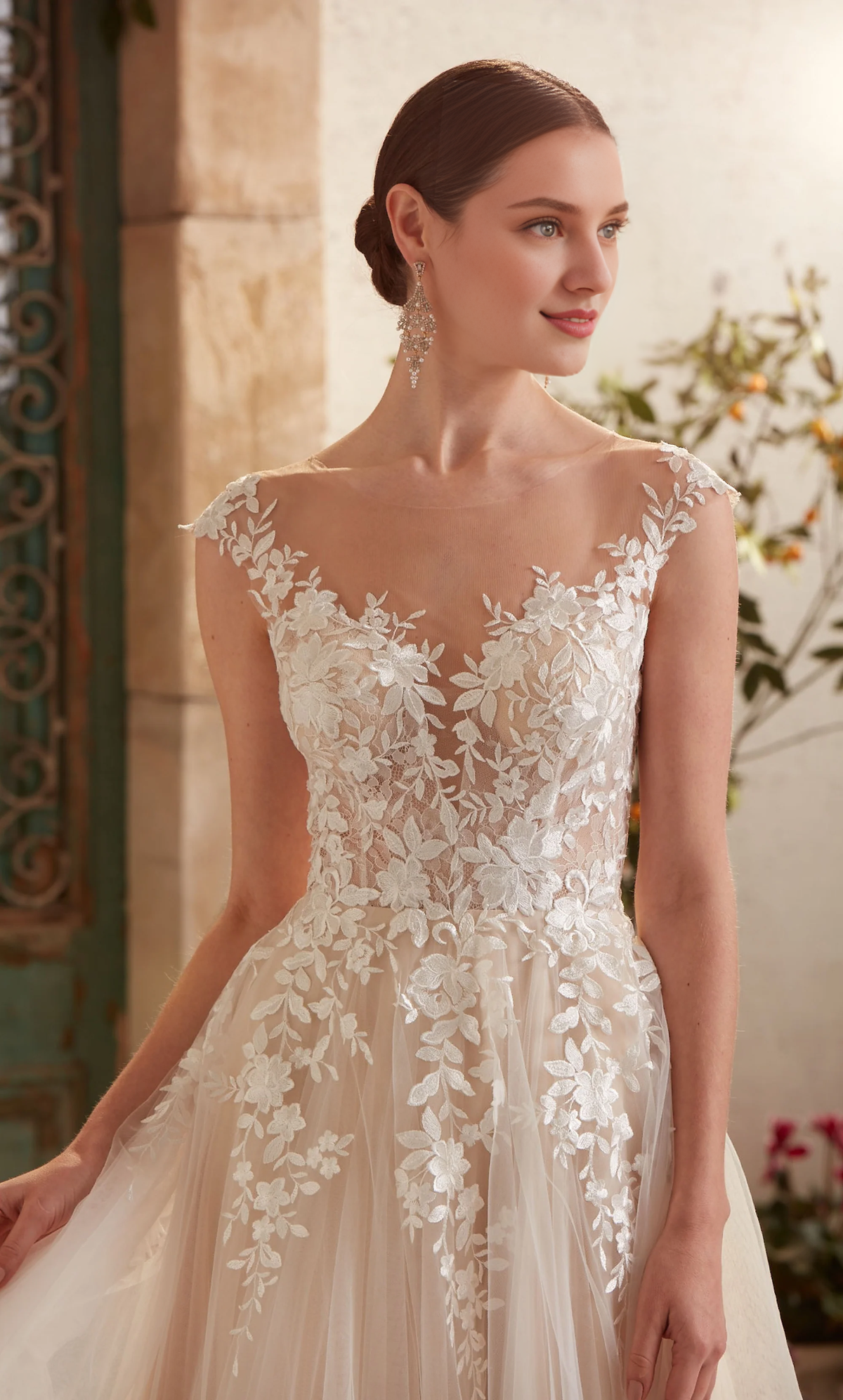 V-Neck Lace Lace-Up Back Wedding Dress - Chloe Dress