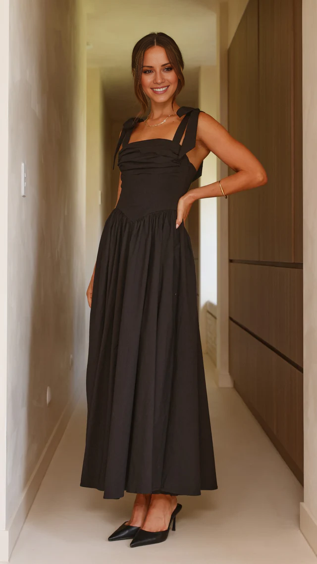Square Neck Lace-Up Back Pleated Prom Dress - Chloe Dress